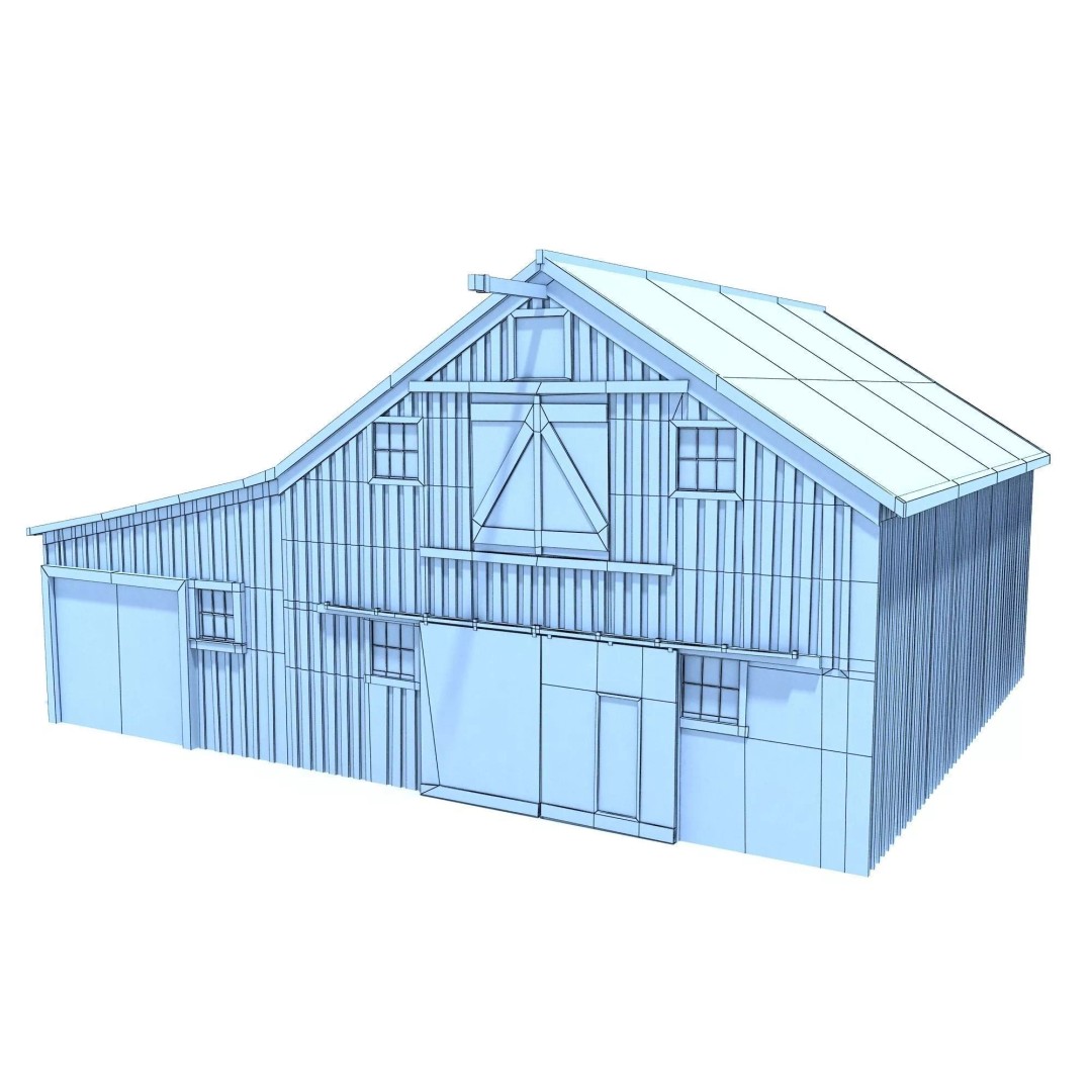 Wild West Barn 3D Model – Low Poly Game Asset, FBX & OBJ