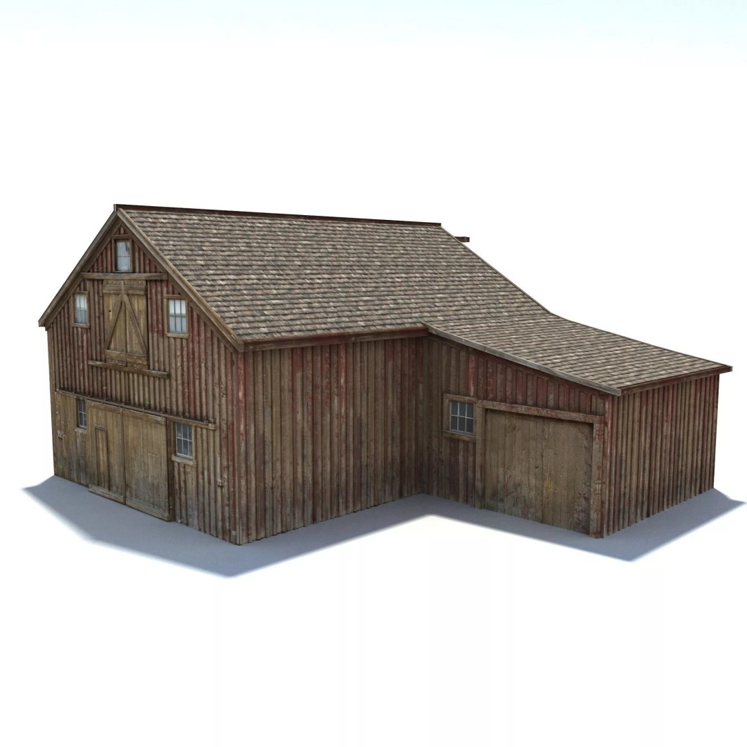 Wild West Barn 3D Model – Low Poly Game Asset, FBX & OBJ - View 4