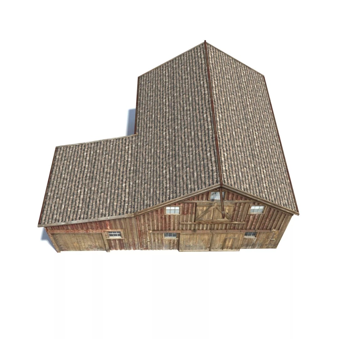 Wild West Barn 3D Model – Low Poly Game Asset, FBX & OBJ - View 6