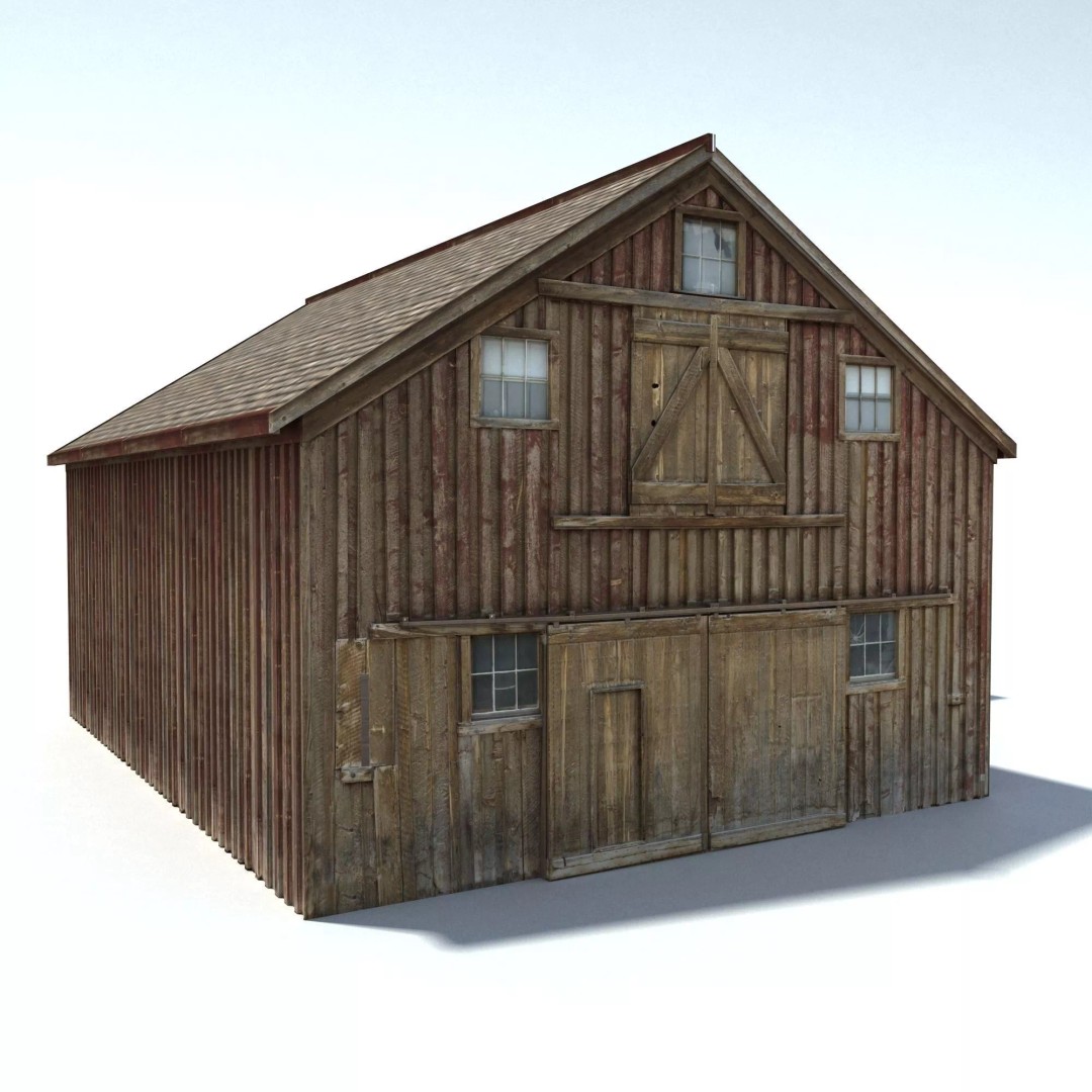 Wild West Barn 3D Model – Low Poly Game Asset, FBX & OBJ - View 7