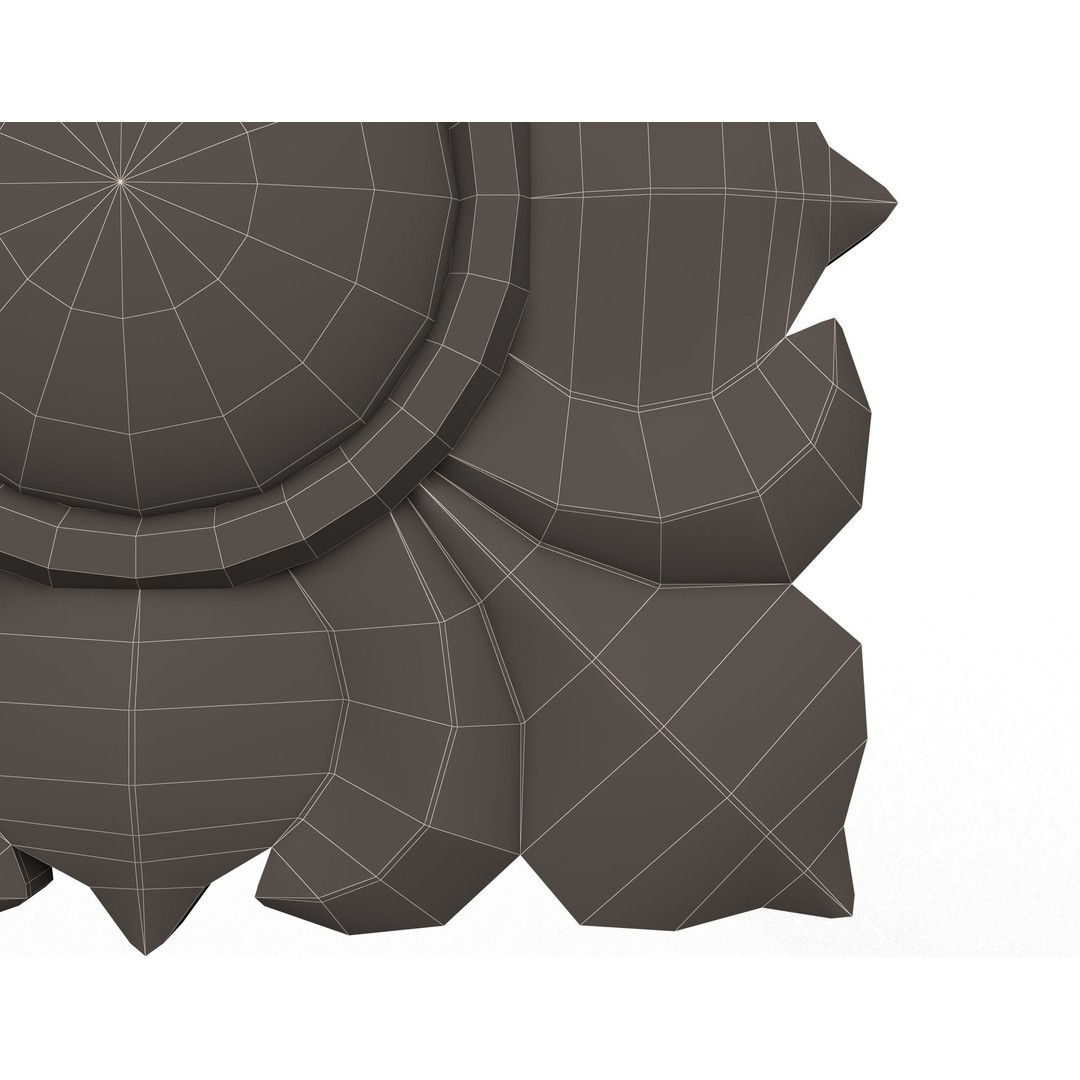 Rosette Carved Decoration 3D Model – Low Poly Architectural Ornament, FBX