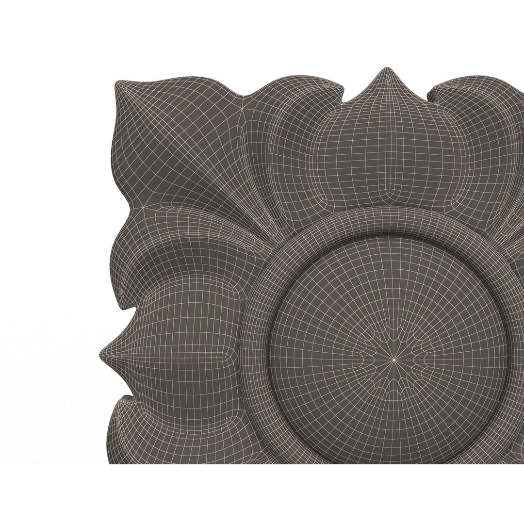 Rosette Carved Decoration 3D Model – Low Poly Architectural Ornament, FBX - View 10