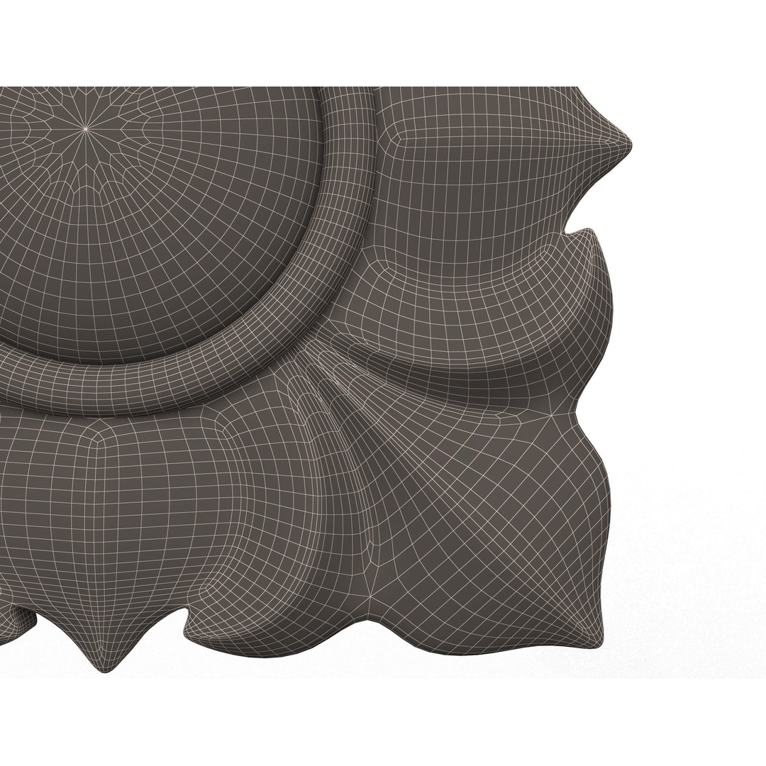 Rosette Carved Decoration 3D Model – Low Poly Architectural Ornament, FBX - View 11