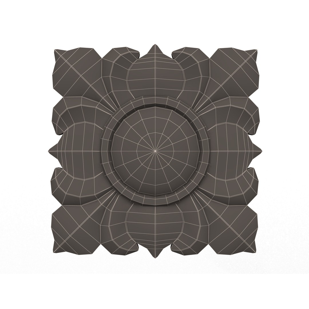 Rosette Carved Decoration 3D Model – Low Poly Architectural Ornament, FBX - View 12