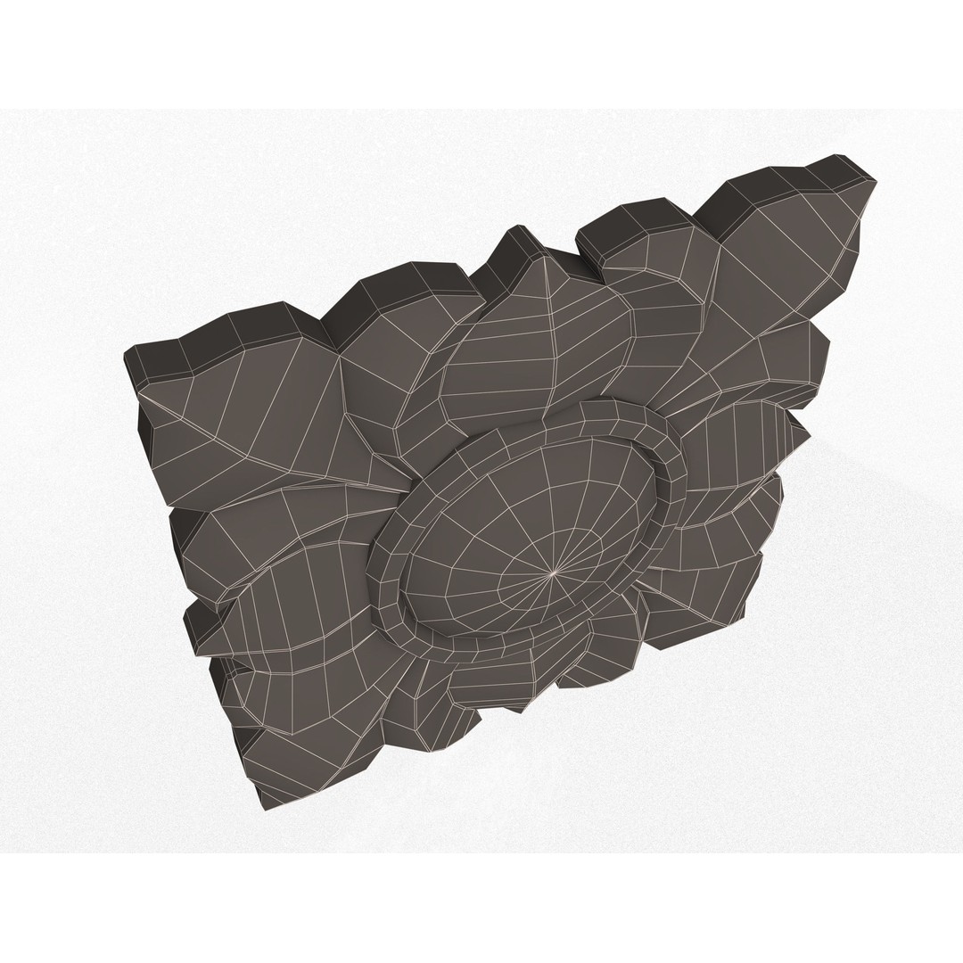 Rosette Carved Decoration 3D Model – Low Poly Architectural Ornament, FBX - View 13
