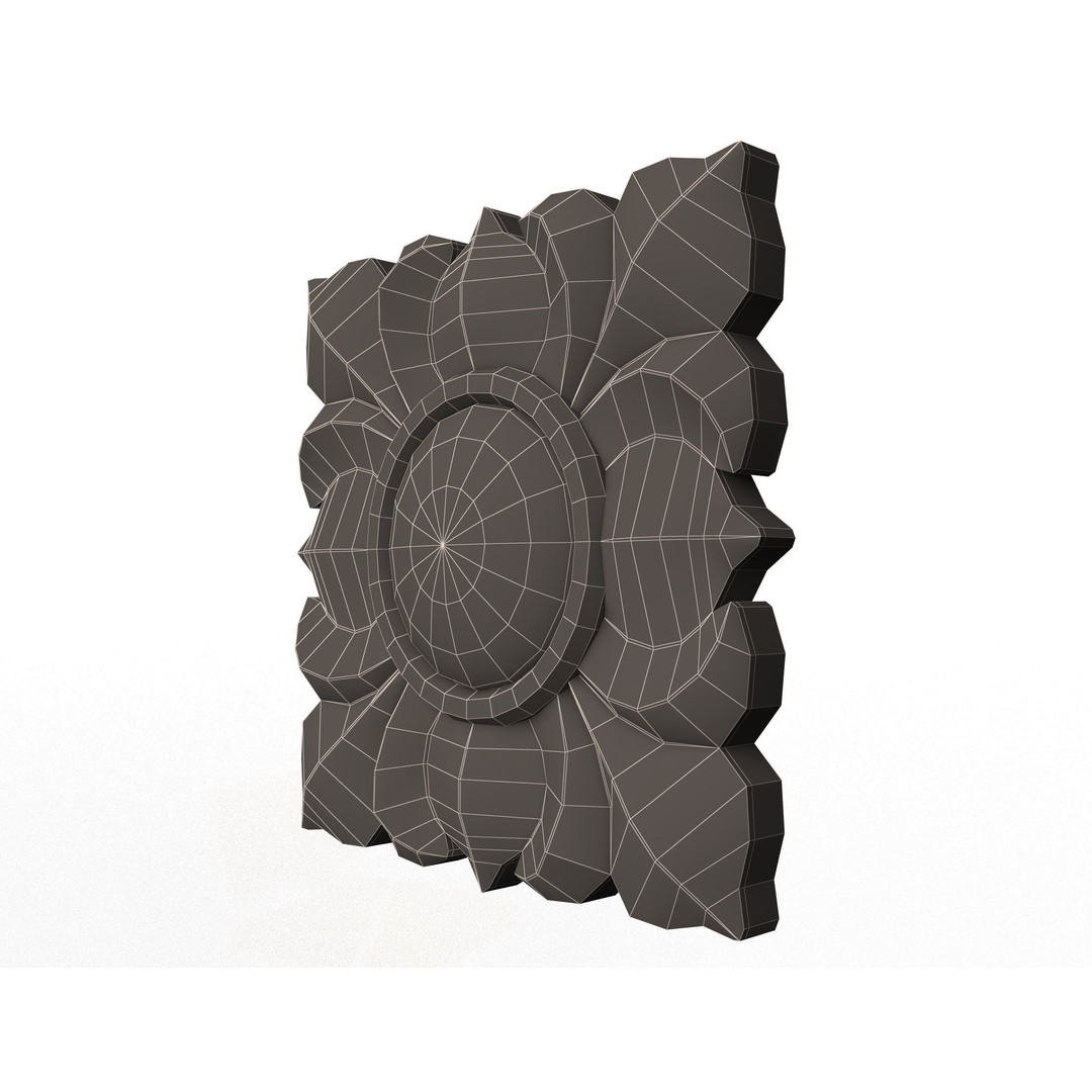 Rosette Carved Decoration 3D Model – Low Poly Architectural Ornament, FBX - View 14