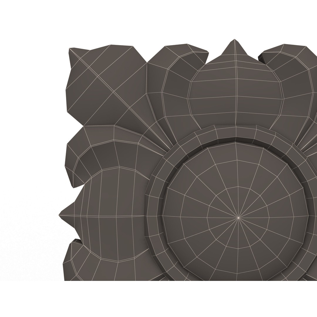 Rosette Carved Decoration 3D Model – Low Poly Architectural Ornament, FBX - View 15