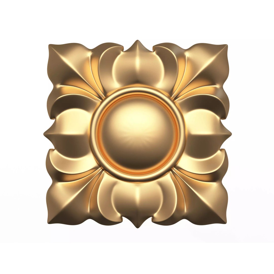 Rosette Carved Decoration 3D Model – Low Poly Architectural Ornament, FBX - View 2