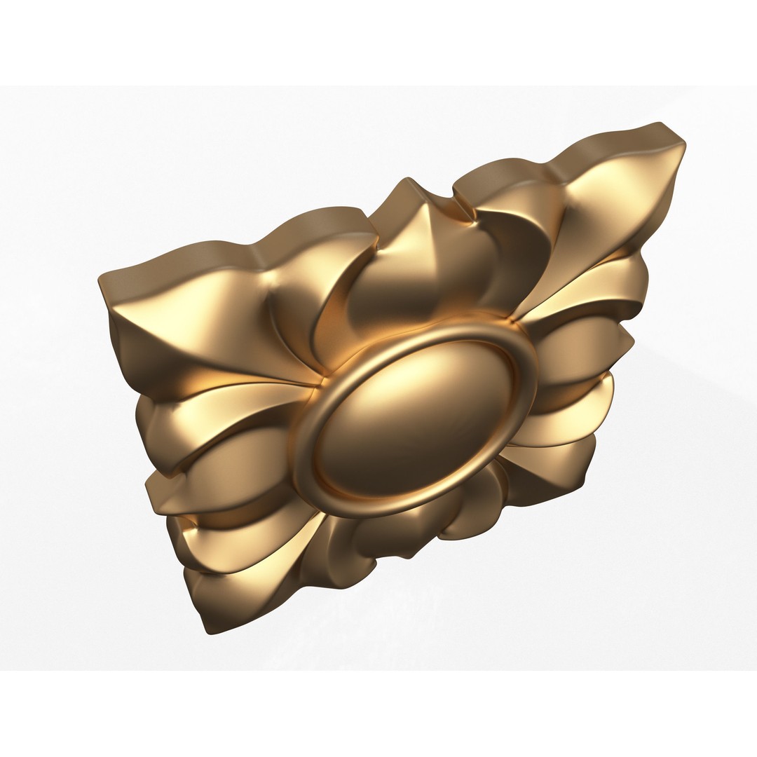 Rosette Carved Decoration 3D Model – Low Poly Architectural Ornament, FBX - View 3