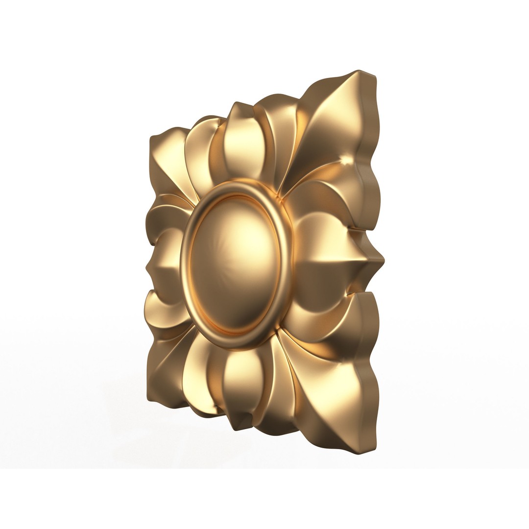 Rosette Carved Decoration 3D Model – Low Poly Architectural Ornament, FBX - View 4