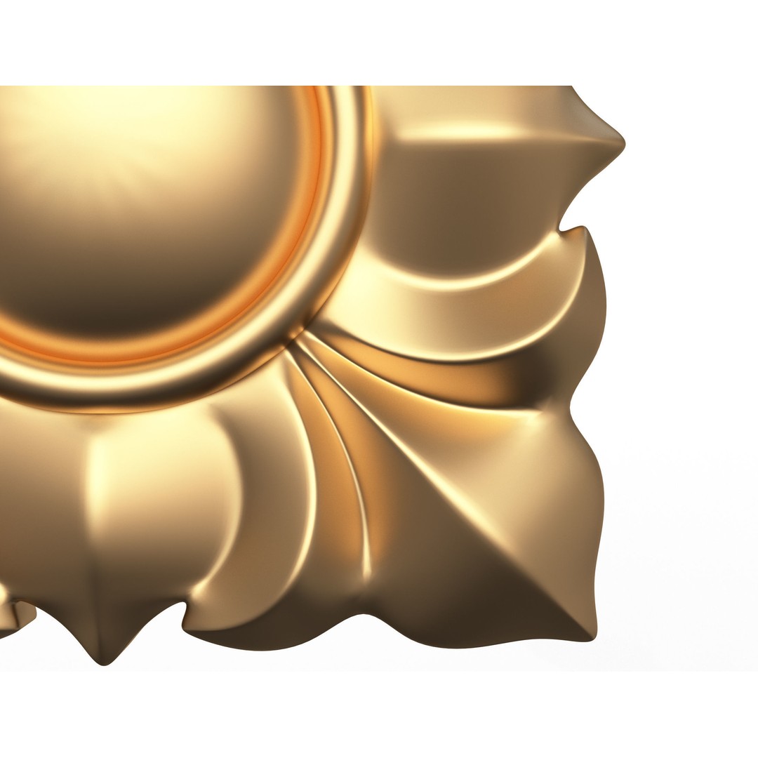 Rosette Carved Decoration 3D Model – Low Poly Architectural Ornament, FBX - View 5