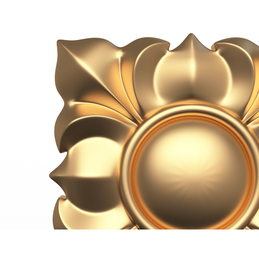 Rosette Carved Decoration 3D Model – Low Poly Architectural Ornament, FBX - View 6