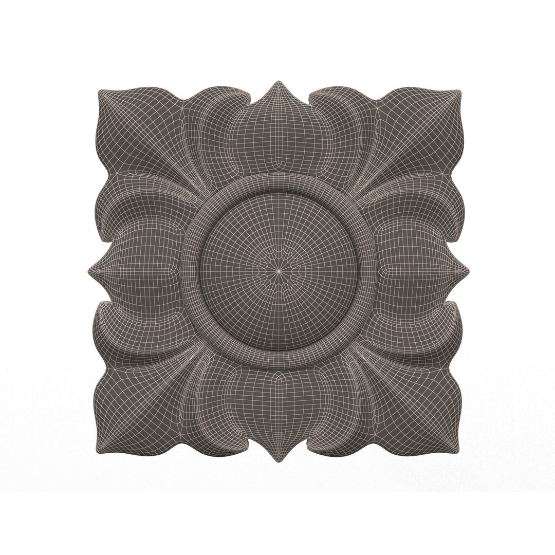 Rosette Carved Decoration 3D Model – Low Poly Architectural Ornament, FBX - View 7