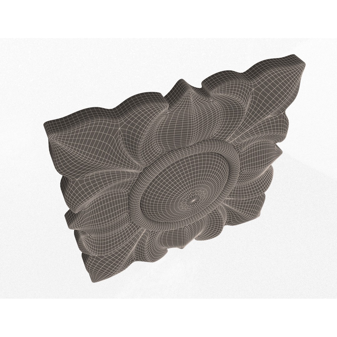 Rosette Carved Decoration 3D Model – Low Poly Architectural Ornament, FBX - View 8
