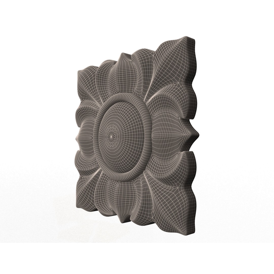 Rosette Carved Decoration 3D Model – Low Poly Architectural Ornament, FBX - View 9