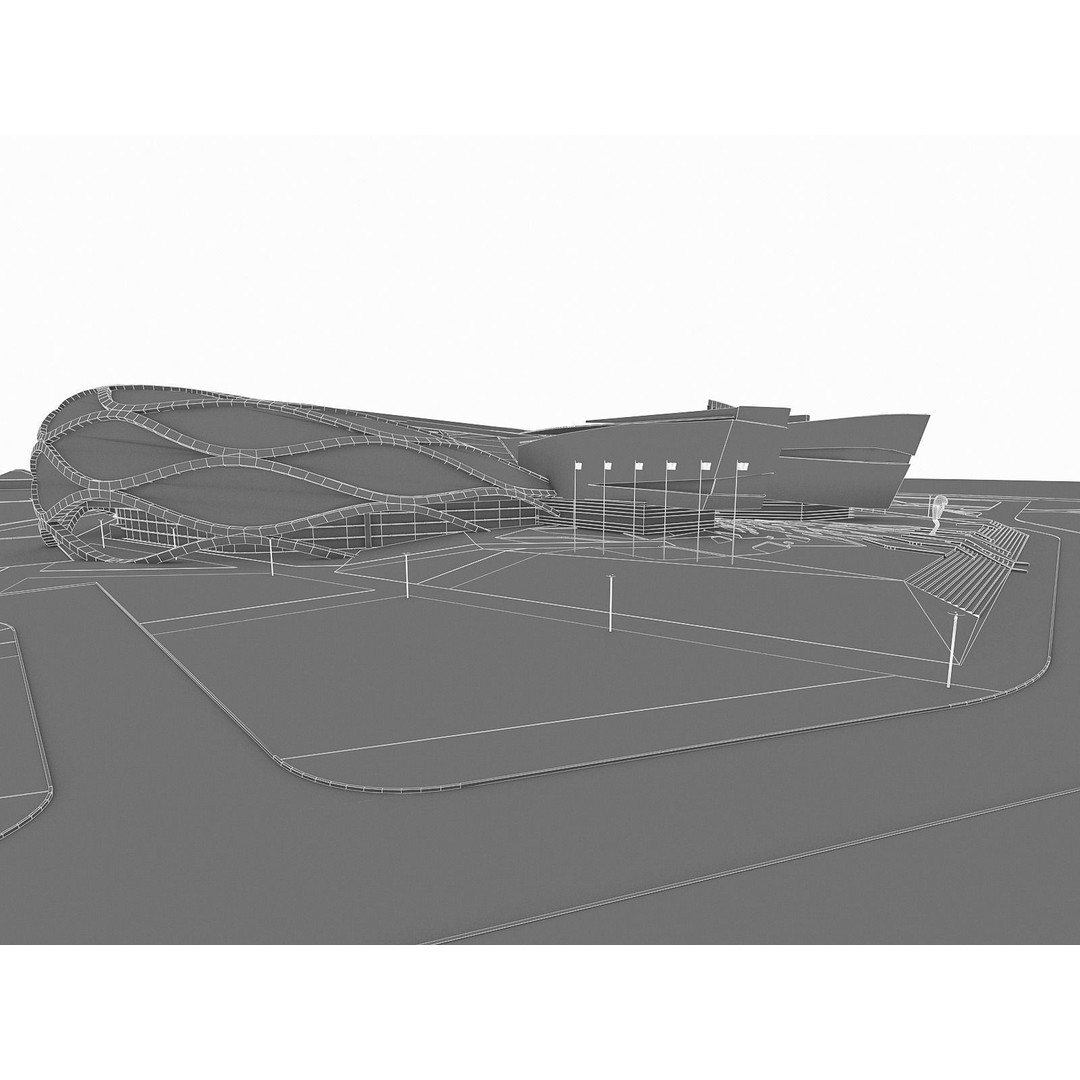 Sports Complex 3D Model – Low Poly Architectural Exterior Visualization - View 11