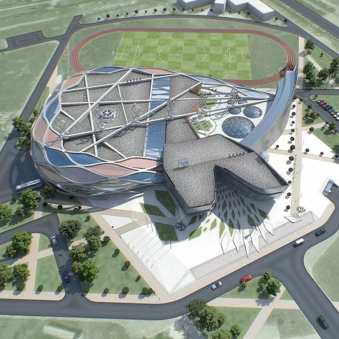 Sports Complex 3D Model – Low Poly Architectural Exterior Visualization - View 2