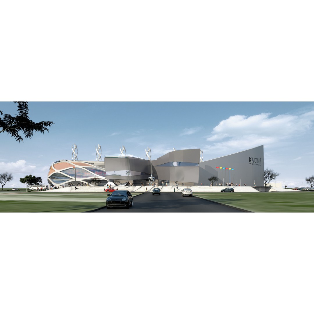 Sports Complex 3D Model – Low Poly Architectural Exterior Visualization - View 4