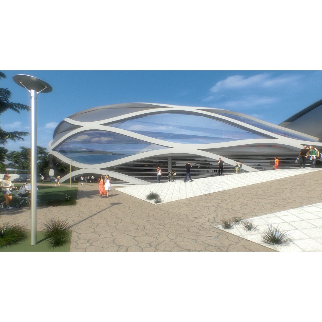 Sports Complex 3D Model – Low Poly Architectural Exterior Visualization - View 5