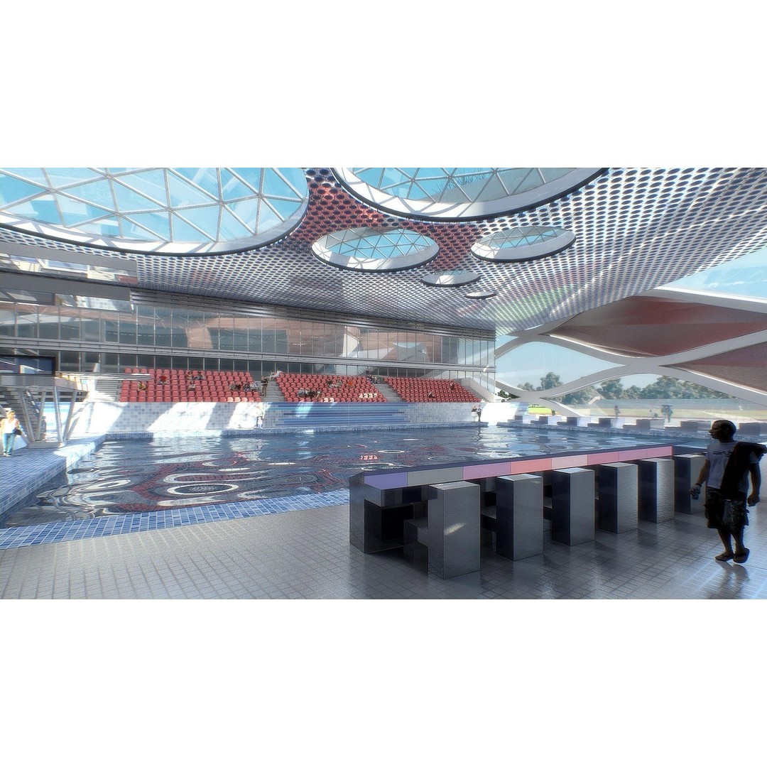 Sports Complex 3D Model – Low Poly Architectural Exterior Visualization - View 8