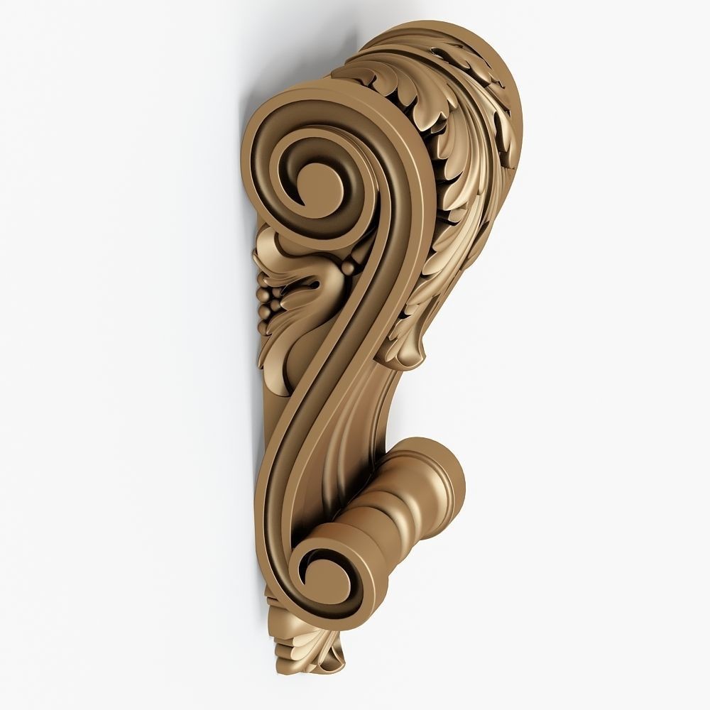 Decorative Corbel 3D Model – Classical Architectural Ornament, FBX, OBJ - View 8