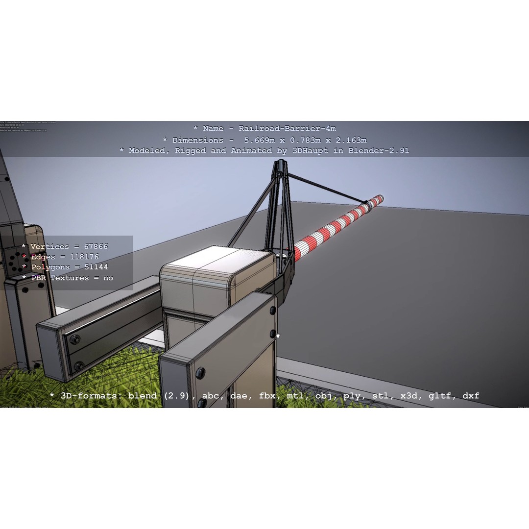 Railroad Barrier 3D Model – Animated High Poly, FBX, Game Asset - View 10