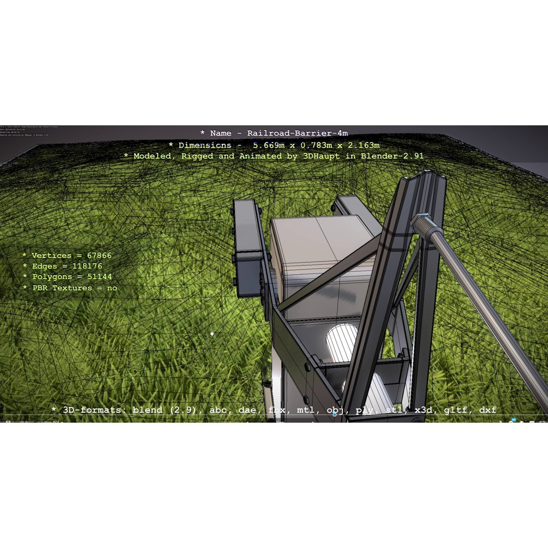 Railroad Barrier 3D Model – Animated High Poly, FBX, Game Asset - View 11