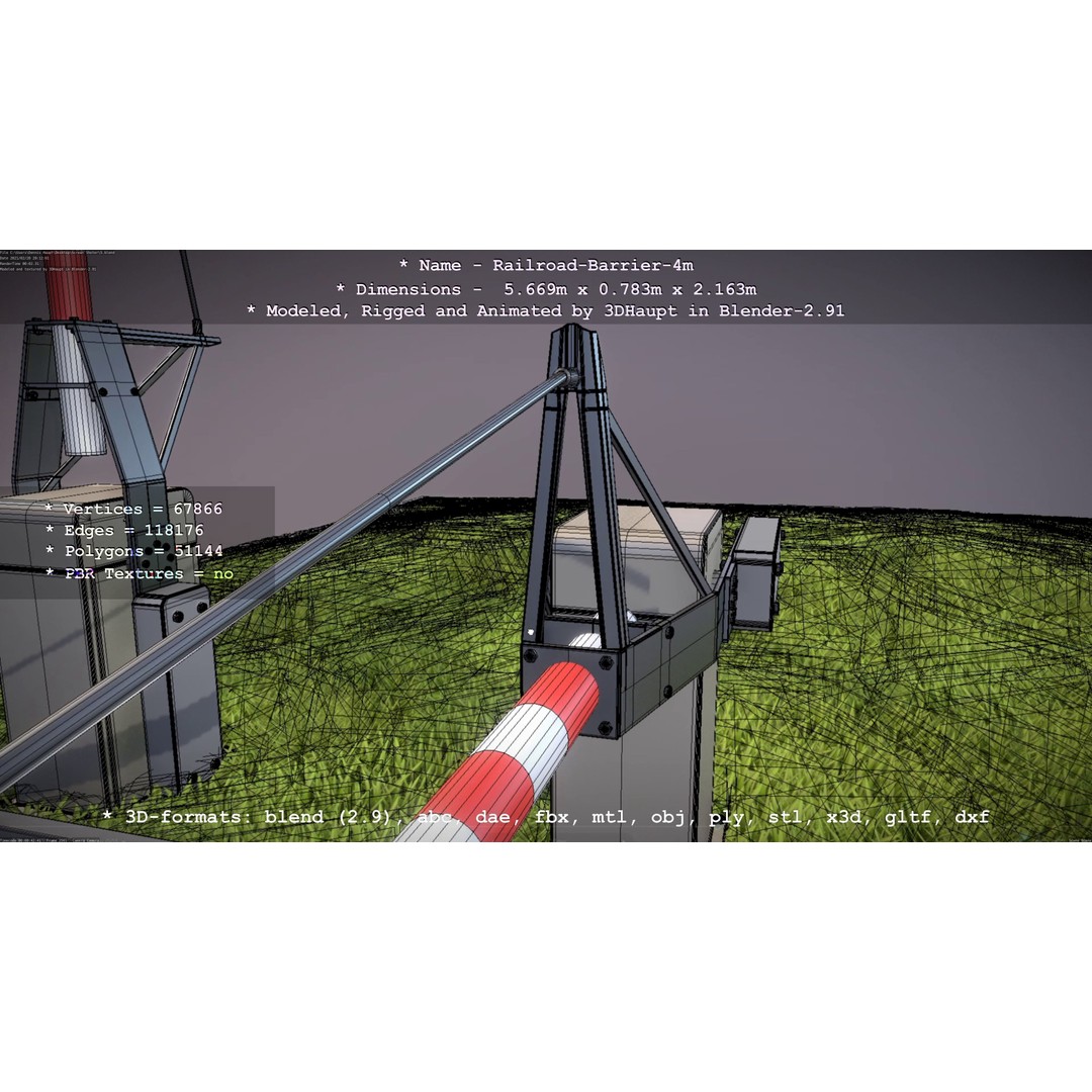 Railroad Barrier 3D Model – Animated High Poly, FBX, Game Asset - View 12