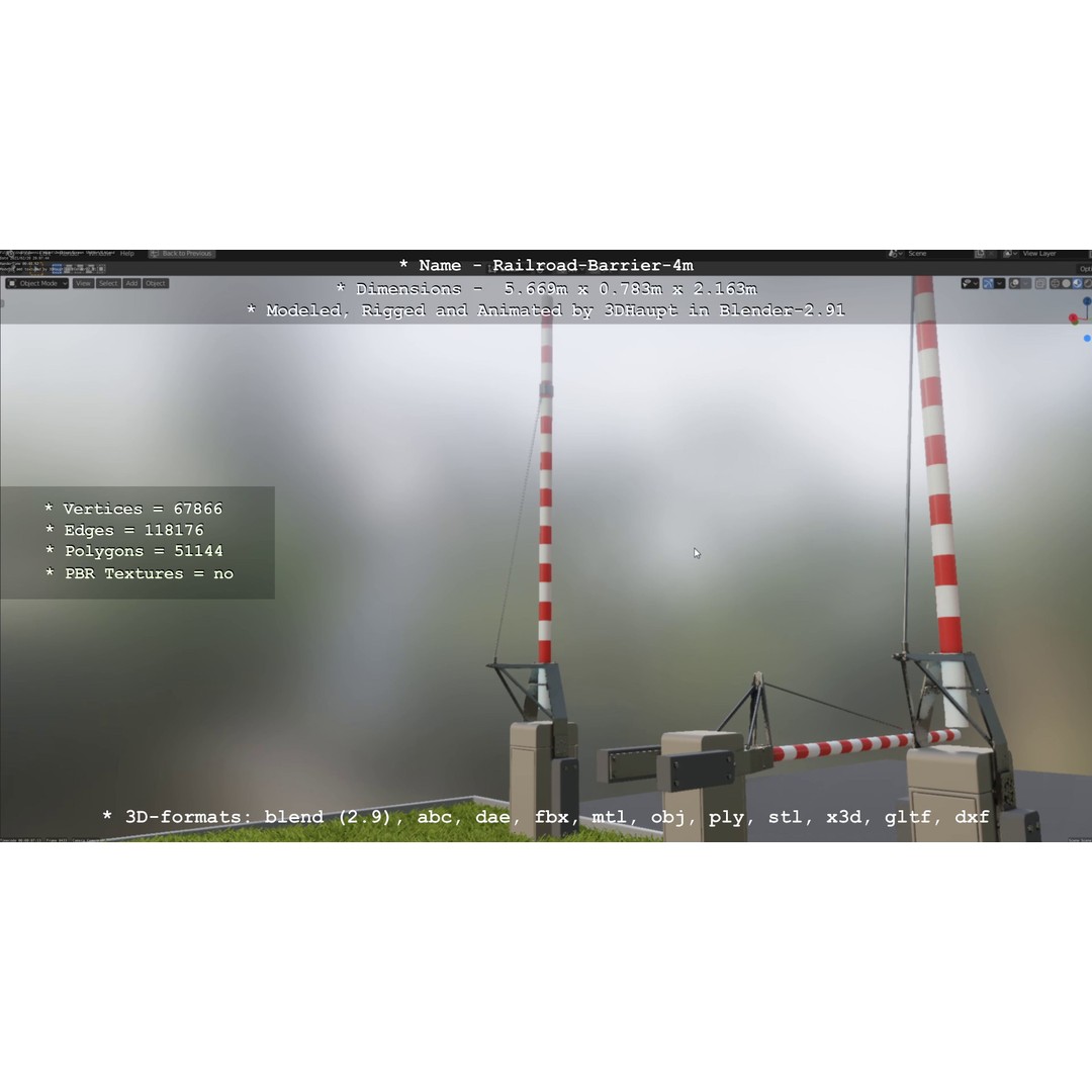 Railroad Barrier 3D Model – Animated High Poly, FBX, Game Asset - View 14