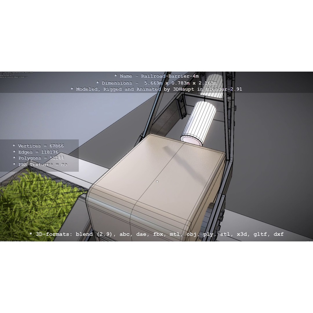 Railroad Barrier 3D Model – Animated High Poly, FBX, Game Asset - View 17