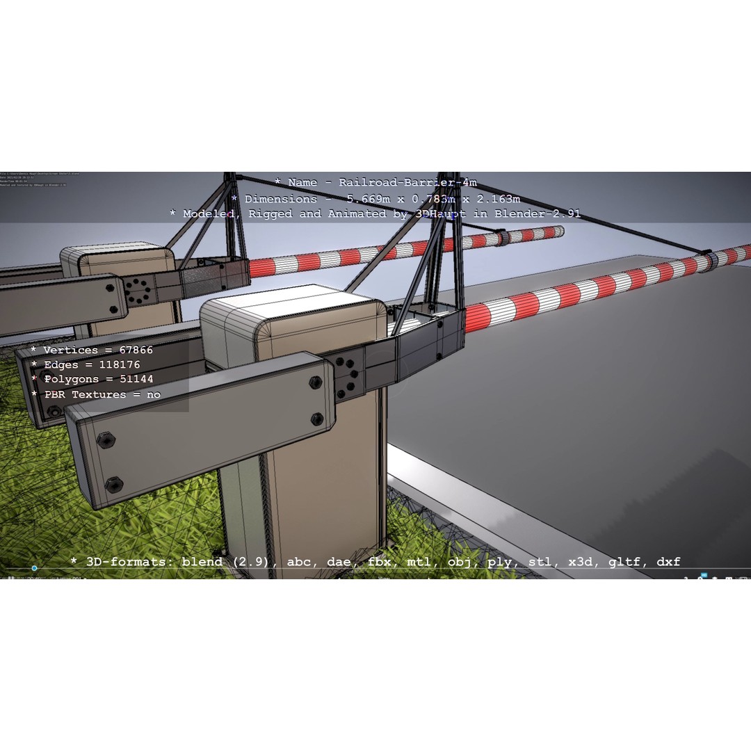 Railroad Barrier 3D Model – Animated High Poly, FBX, Game Asset - View 19
