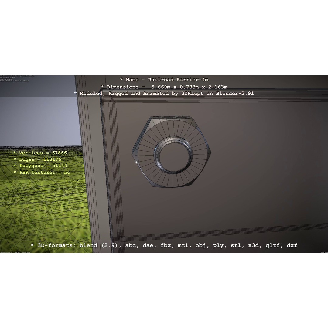Railroad Barrier 3D Model – Animated High Poly, FBX, Game Asset - View 20