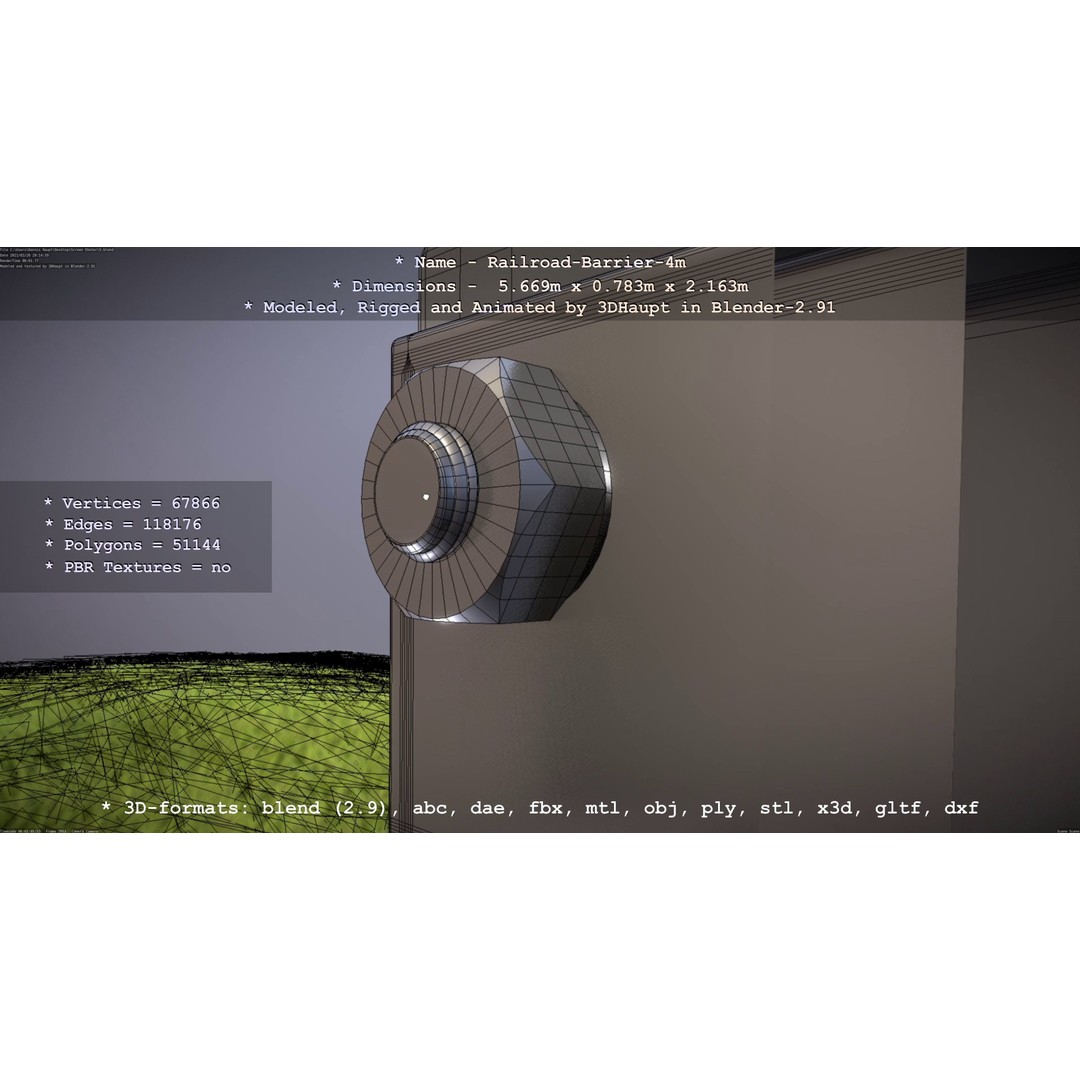 Railroad Barrier 3D Model – Animated High Poly, FBX, Game Asset - View 21