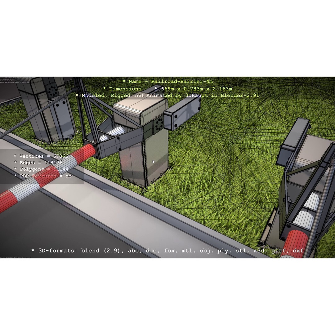 Railroad Barrier 3D Model – Animated High Poly, FBX, Game Asset - View 23