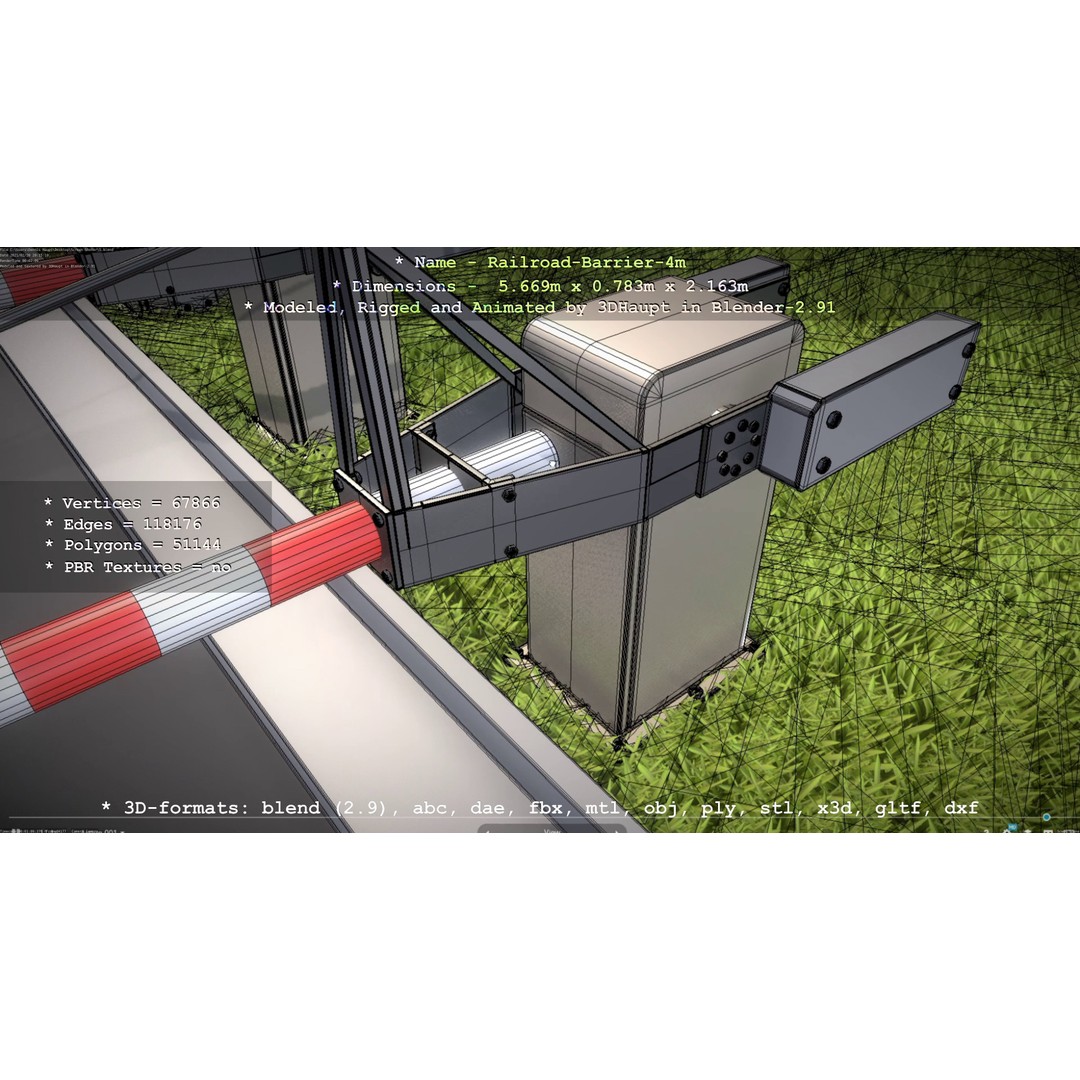 Railroad Barrier 3D Model – Animated High Poly, FBX, Game Asset - View 24