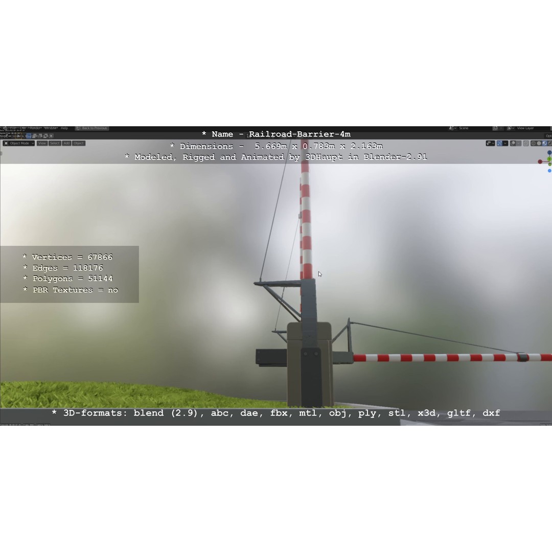 Railroad Barrier 3D Model – Animated High Poly, FBX, Game Asset - View 25