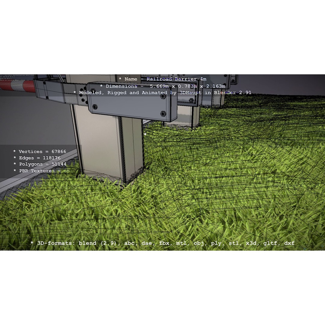 Railroad Barrier 3D Model – Animated High Poly, FBX, Game Asset - View 26