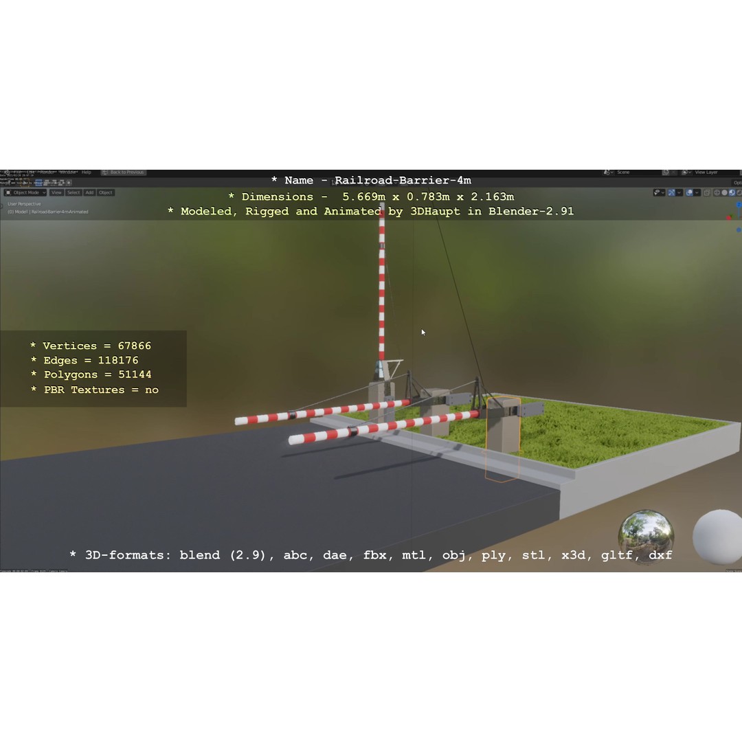 Railroad Barrier 3D Model – Animated High Poly, FBX, Game Asset - View 28