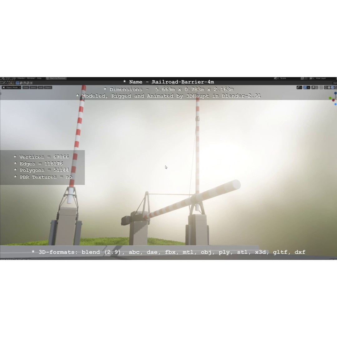Railroad Barrier 3D Model – Animated High Poly, FBX, Game Asset - View 31