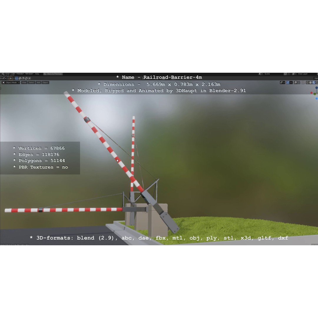 Railroad Barrier 3D Model – Animated High Poly, FBX, Game Asset - View 32