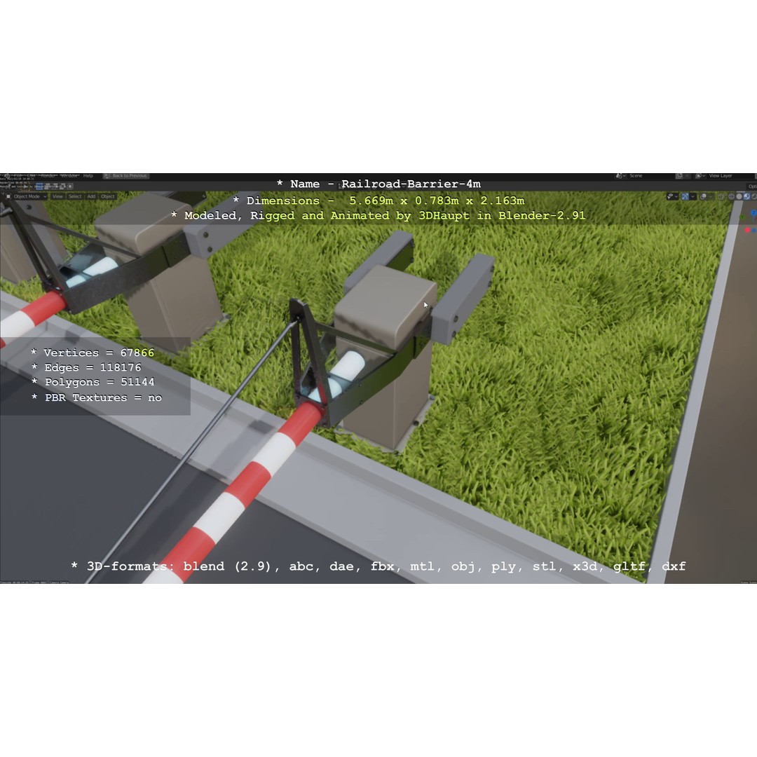 Railroad Barrier 3D Model – Animated High Poly, FBX, Game Asset - View 33
