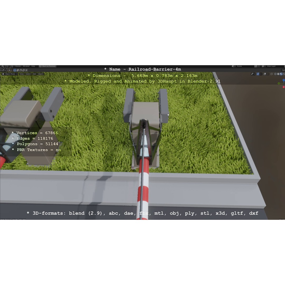 Railroad Barrier 3D Model – Animated High Poly, FBX, Game Asset - View 34