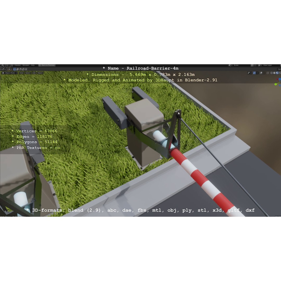 Railroad Barrier 3D Model – Animated High Poly, FBX, Game Asset - View 35