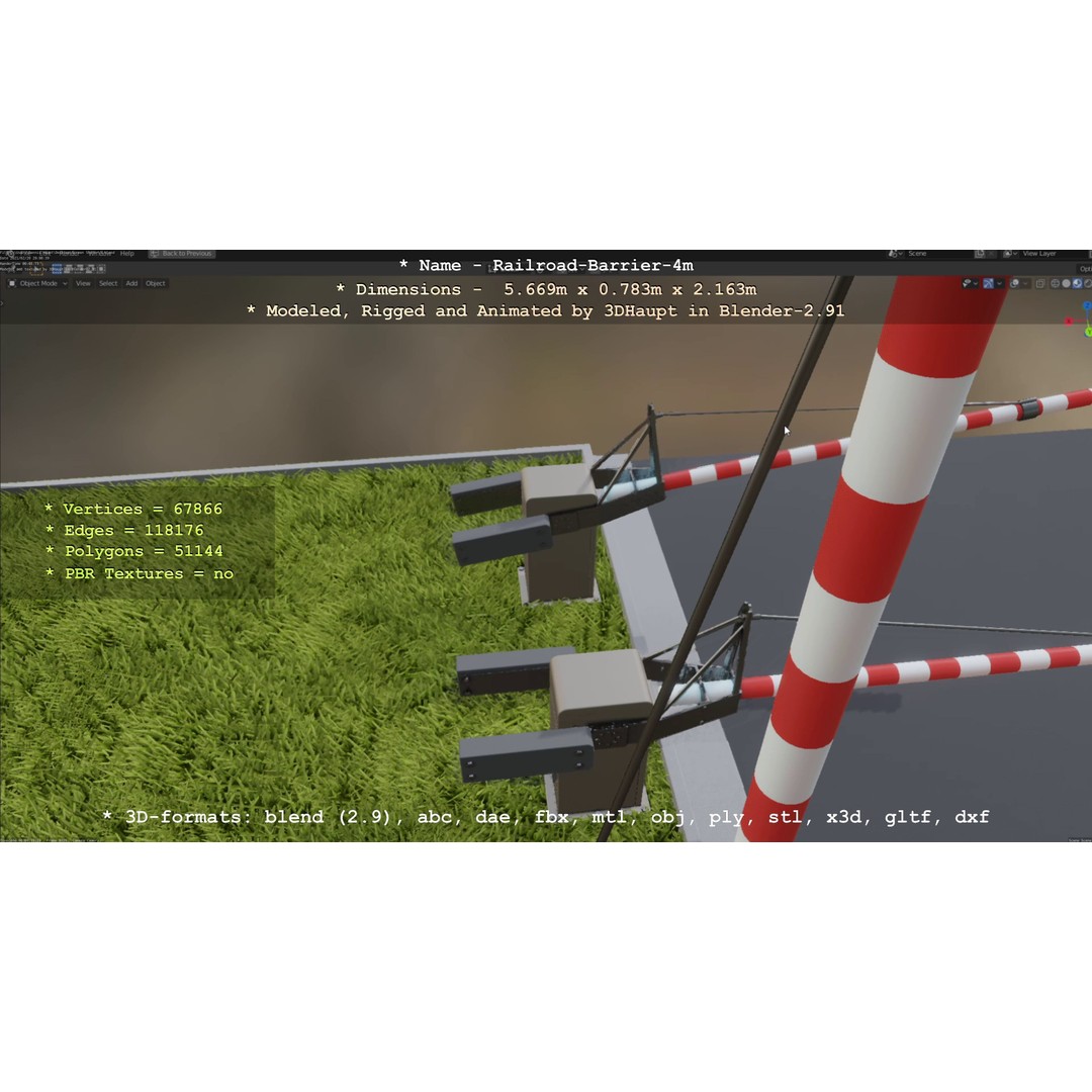 Railroad Barrier 3D Model – Animated High Poly, FBX, Game Asset - View 36