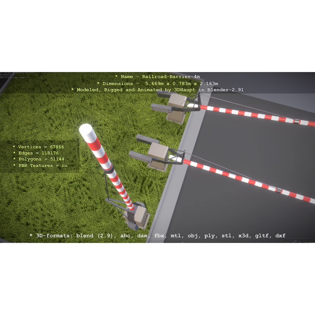 Railroad Barrier 3D Model – Animated High Poly, FBX, Game Asset - View 37
