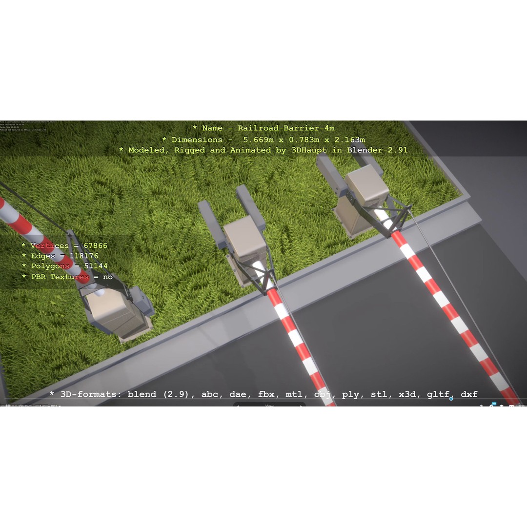 Railroad Barrier 3D Model – Animated High Poly, FBX, Game Asset - View 39