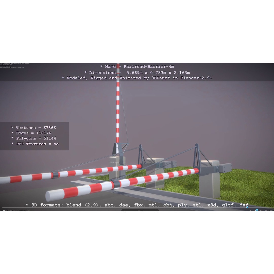 Railroad Barrier 3D Model – Animated High Poly, FBX, Game Asset - View 40