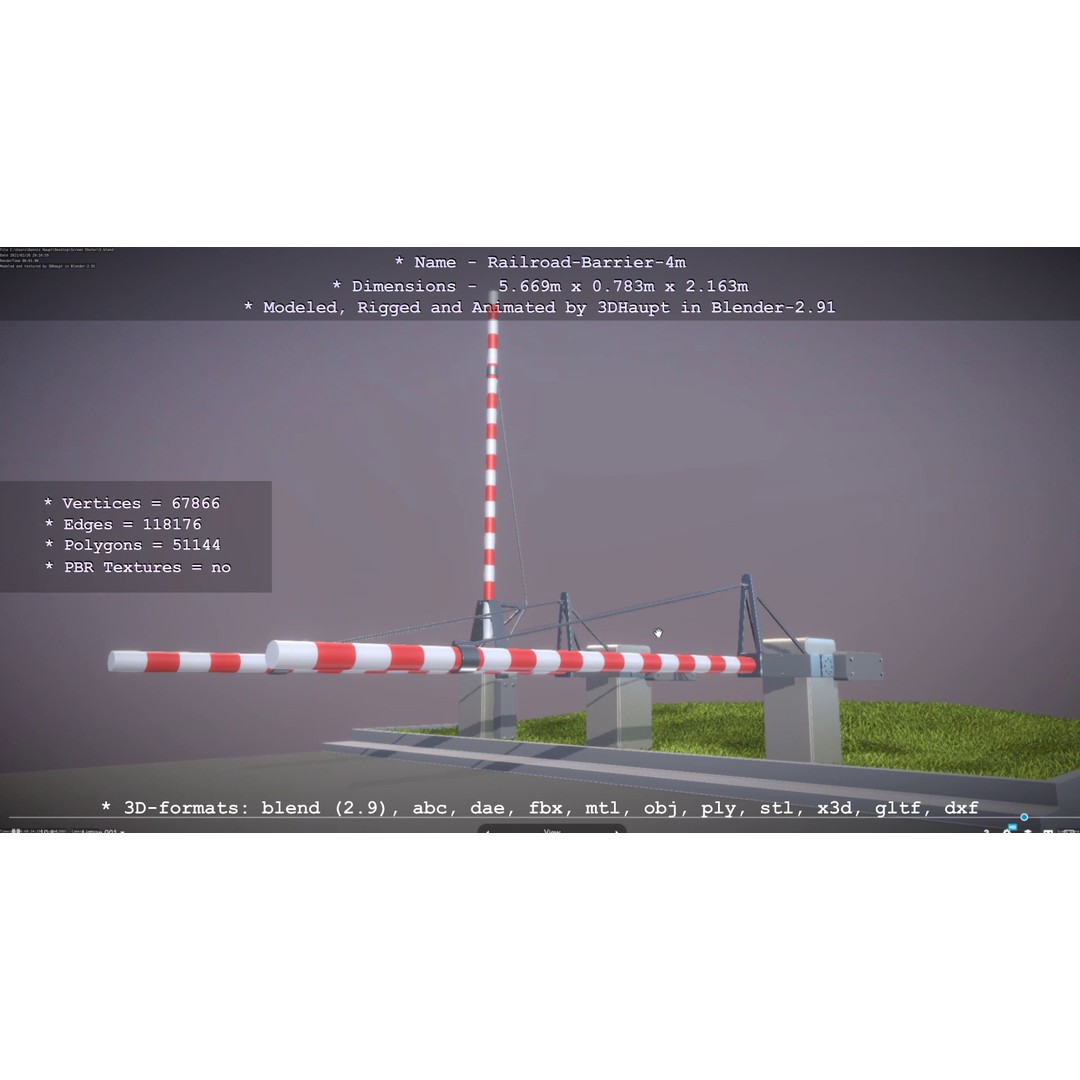 Railroad Barrier 3D Model – Animated High Poly, FBX, Game Asset - View 42
