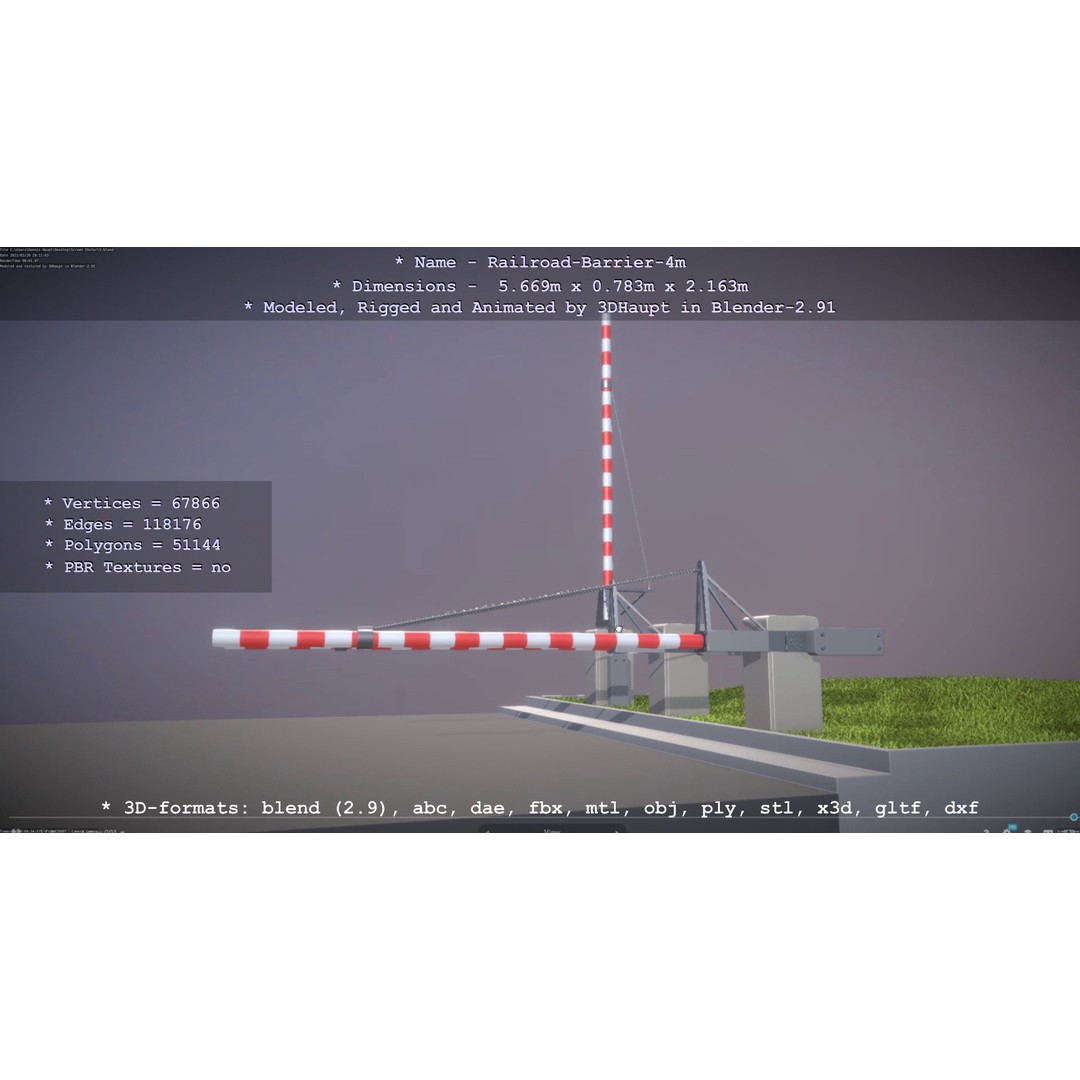 Railroad Barrier 3D Model – Animated High Poly, FBX, Game Asset - View 43