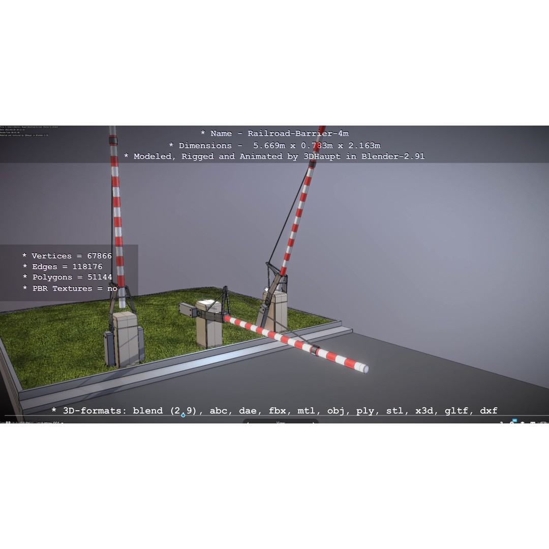 Railroad Barrier 3D Model – Animated High Poly, FBX, Game Asset - View 44